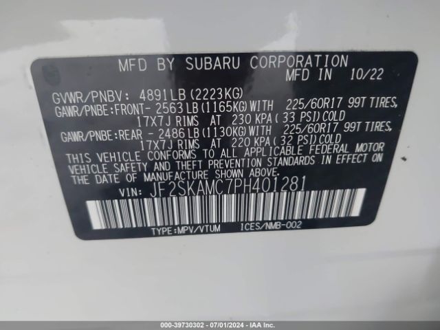 JF2SKAMC7PH401281 Subaru Forester Wilderness