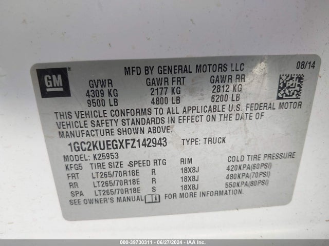 1GC2KUEGXFZ142943 Chevrolet Silverado 2500hd Wt