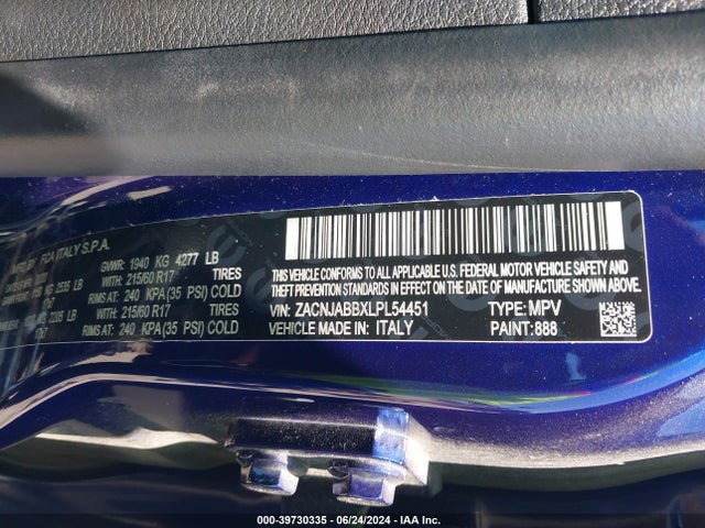 ZACNJABBXLPL54451 Jeep Renegade Latitude Fwd