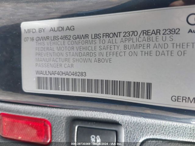 WAULNAF40HA046283 Audi A4 2.0t Premium