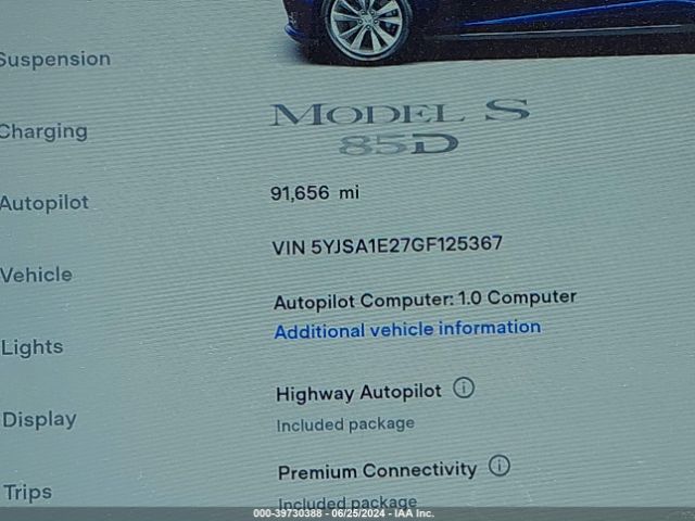 5YJSA1E27GF125367 Tesla Model S 60d/70d/75d/85d/90d
