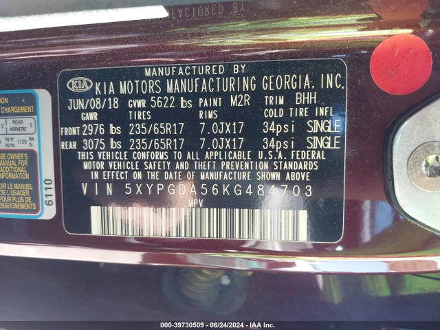 KIA Sorento 3.3l Lx 2019 5XYPGDA56KG484703 Image 9