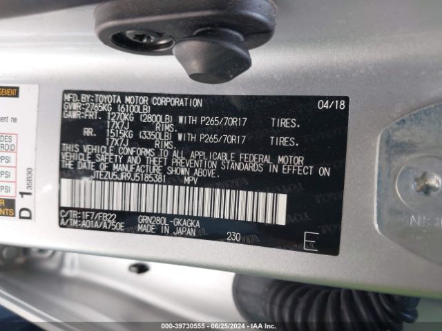 JTEZU5JR9J5185381 Toyota 4RUNNER SR5