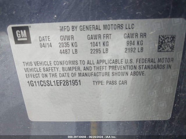Chevrolet MALIBU 1LT 2014 1G11C5SL1EF281951 Image 9