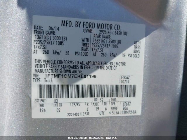 Ford F-150 Xl 2014 1FTMF1CM7EKE81199 Image 9
