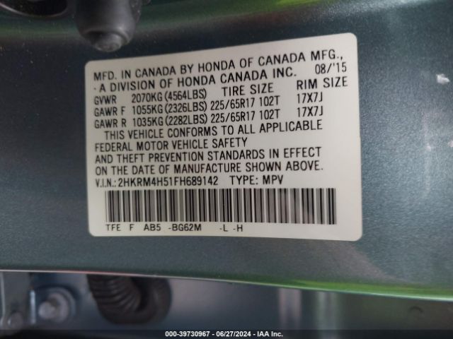 2HKRM4H51FH689142 Honda CR-V EX