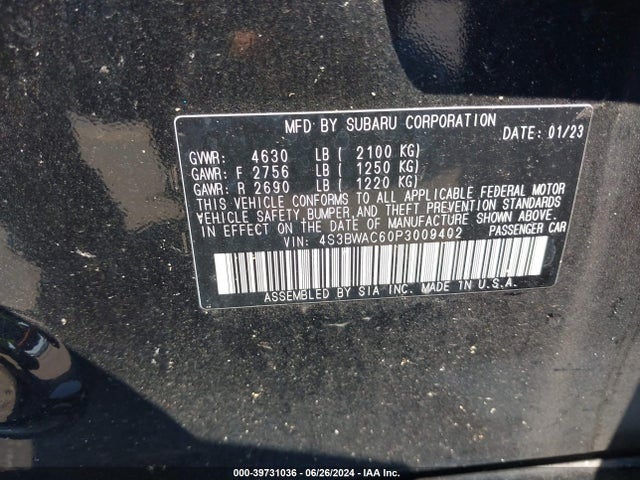 4S3BWAC60P3009402 Subaru Legacy Premium