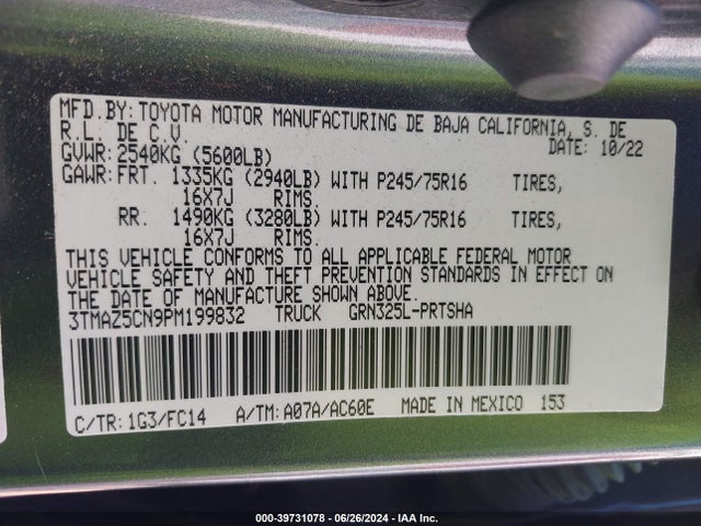 Toyota Tacoma Sr5 V6 2023 3TMAZ5CN9PM199832 Image 9