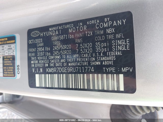 Hyundai Palisade Calligraphy 2024 KM8R7DGE9RU711774 Image 9