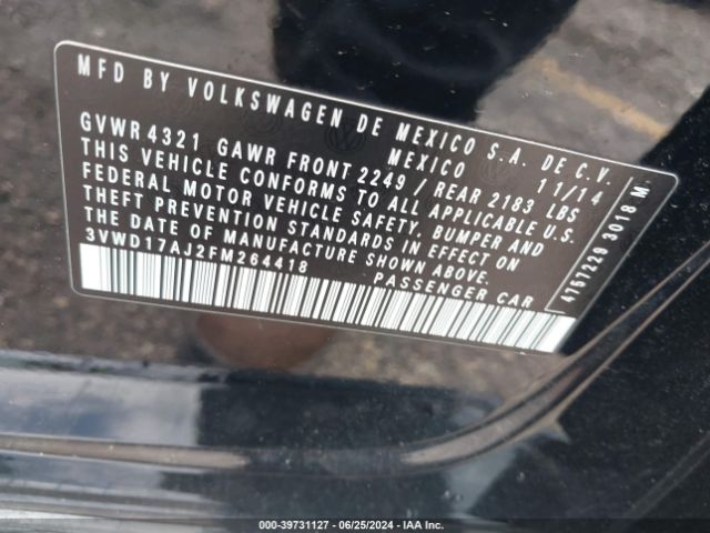 3VWD17AJ2FM264418 Volkswagen Jetta 1.8t Se