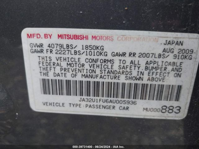 2010 MITSUBISHI LANCER JA32U1FU6AU005936 Photo 8