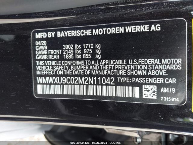 WMWXU9C02M2N11042 Mini Hardtop Cooper S