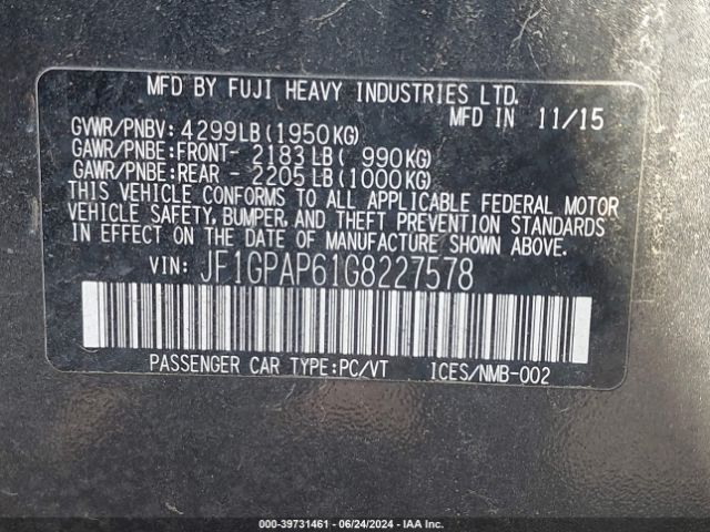 JF1GPAP61G8227578 Subaru Impreza 2.0i Sport Premium