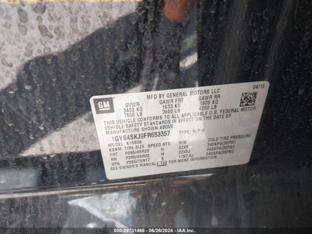 1GYS4SKJ9FR653357 Cadillac Escalade Esv Luxury
