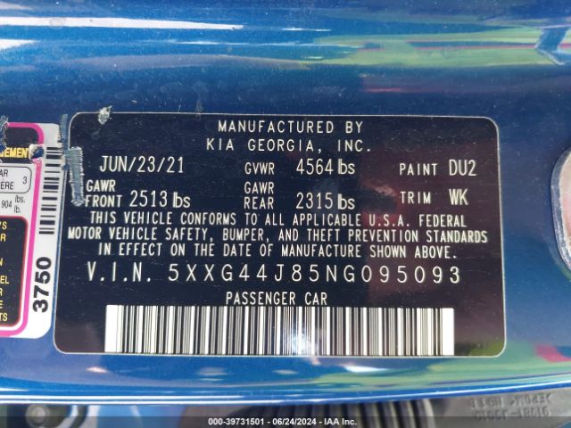 5XXG44J85NG095093 KIA K5 Gt