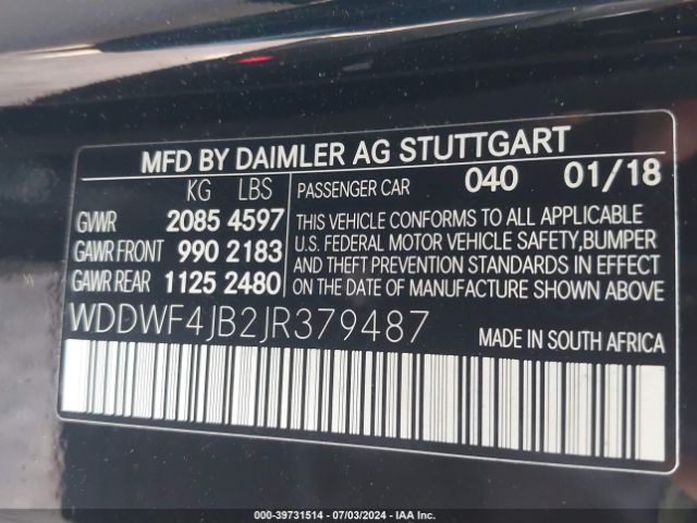 WDDWF4JB2JR379487 Mercedes-Benz C 300