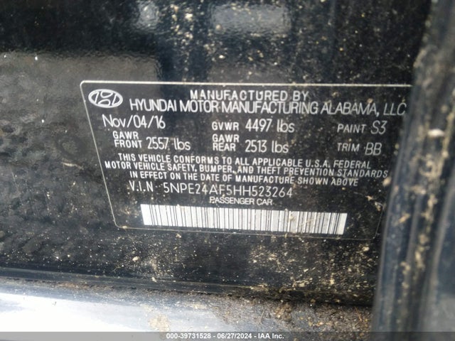 Hyundai SONATA SE 2017 5NPE24AF5HH523264 Image 9