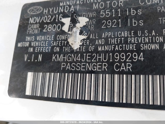 KMHGN4JE2HU199294 Genesis G80 3.8