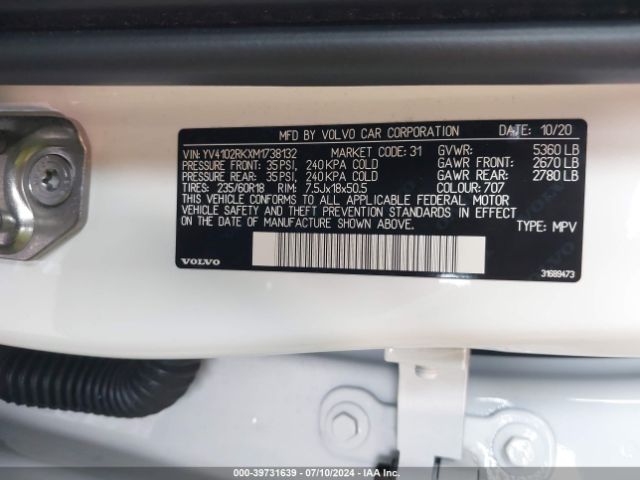 YV4102RKXM1738132 Volvo Xc60 T5 Momentum