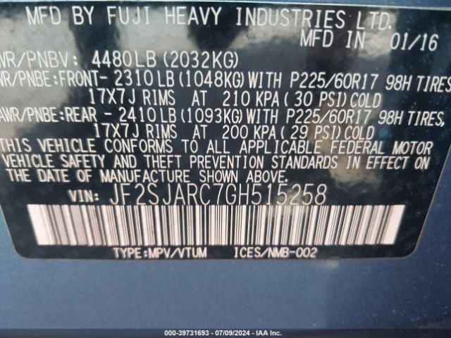 JF2SJARC7GH515258 Subaru Forester 2.5i Limited