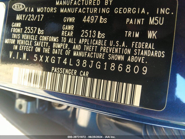 KIA Optima Lx 2018 5XXGT4L38JG186809 Image 9