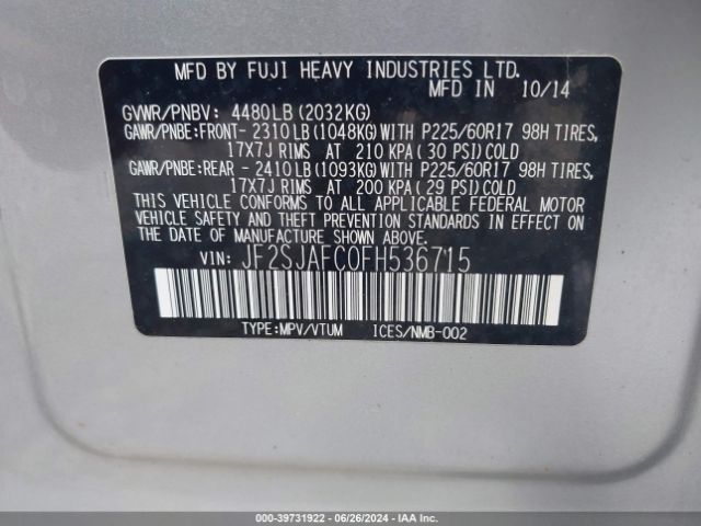 JF2SJAFC0FH536715 Subaru Forester 2.5i Premium