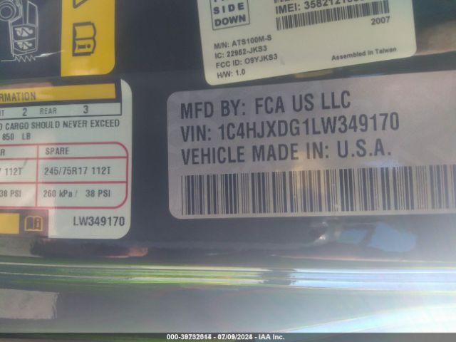 1C4HJXDG1LW349170 Jeep Wrangler Unlimited Sport 4x4