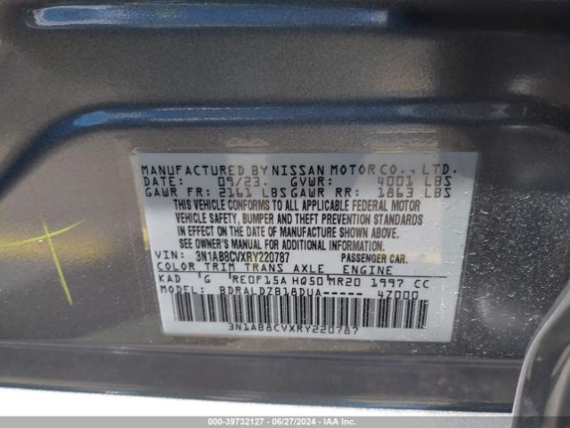 3N1AB8CVXRY220787 Nissan Sentra Sv Xtronic Cvt