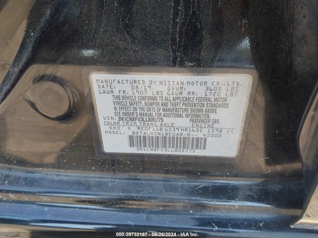Nissan Versa Sr Xtronic Cvt 2020 3N1CN8FV3LL805775 Image 9