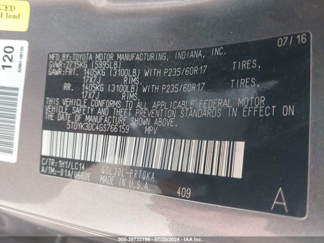 Toyota Sienna Xle 8 Passenger 2016 5TDYK3DC4GS766159 Image 9