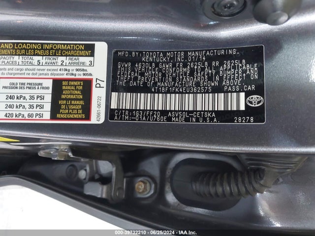 Toyota CAMRY SE 2014 4T1BF1FK4EU362575 Image 9