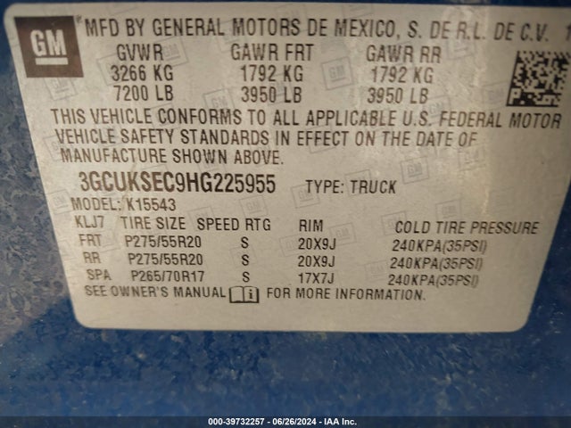 Chevrolet Silverado 1500 2lz 2017 3GCUKSEC9HG225955 Image 9
