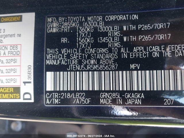 Toyota 4runner Sr5 Premium 2021 JTENU5JR5M5856287 Image 9