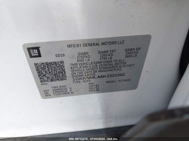 1GKKNMLA6KZ221062 GMC Acadia Slt-1