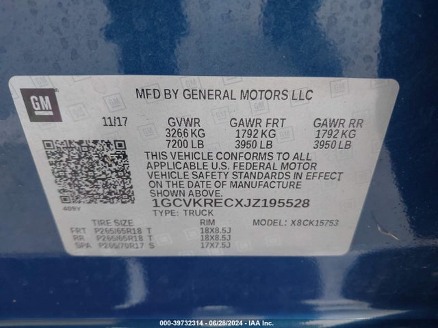 1GCVKRECXJZ195528 Chevrolet Silverado 1500 2lt