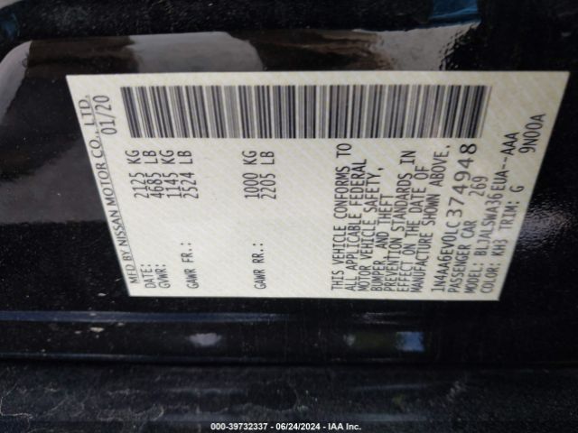 1N4AA6EV0LC374948 Nissan Maxima Sr Xtronic Cvt