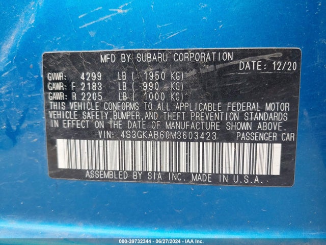 Subaru IMPREZA SEDAN 2021 4S3GKAB60M3603423 Image 9