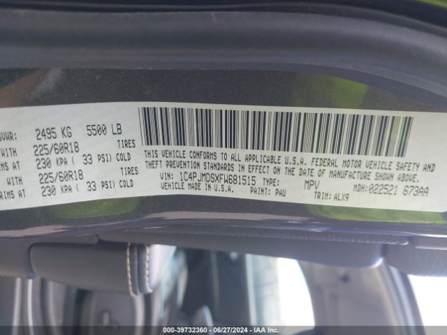 1C4PJMDSXFW681515 Jeep Cherokee Limited