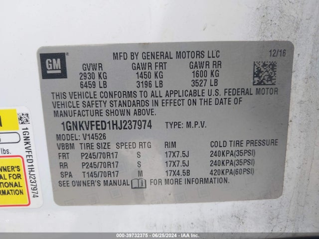 Chevrolet Traverse Ls 2017 1GNKVFED1HJ237974 Image 9