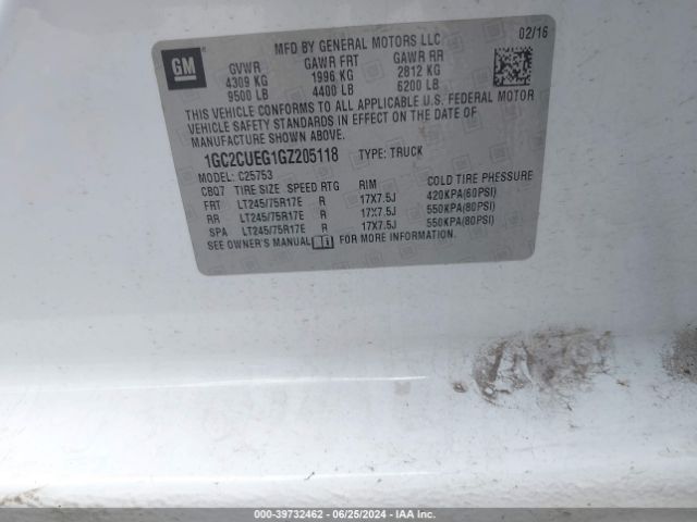 1GC2CUEG1GZ205118 Chevrolet Silverado 2500hd Wt