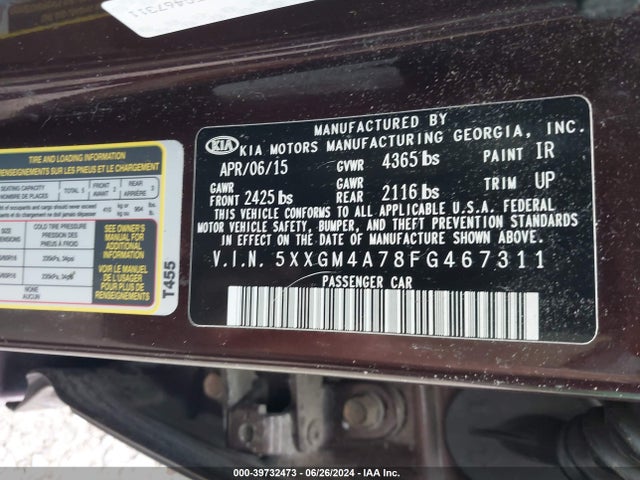 KIA Optima Lx 2015 5XXGM4A78FG467311 Image 9