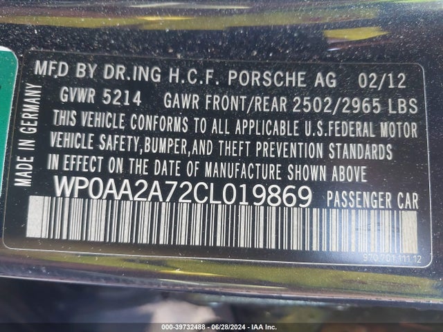 2012 PORSCHE PANAMERA WP0AA2A72CL019869 Photo 8