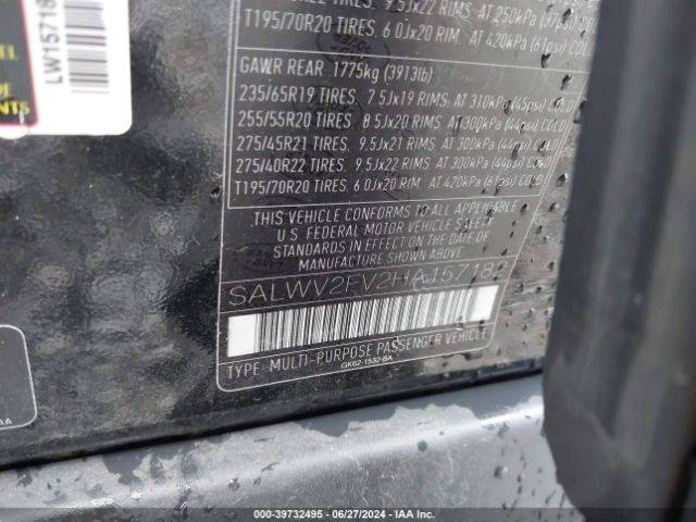SALWV2FV2HA157182 Land Rover Range Rover Sport 3.0l V6 Supercharged Hse Dynamic