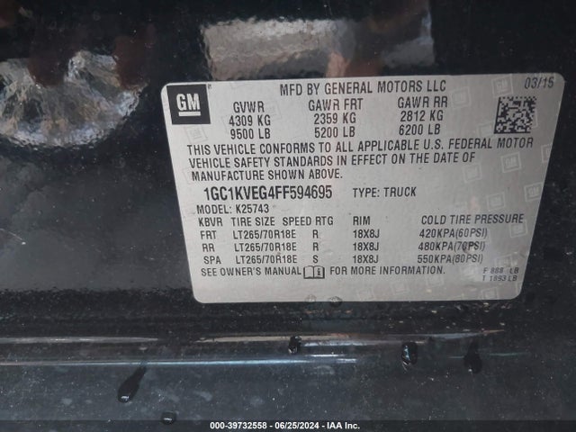 Chevrolet Silverado 2500hd Lt 2015 1GC1KVEG4FF594695 Image 9