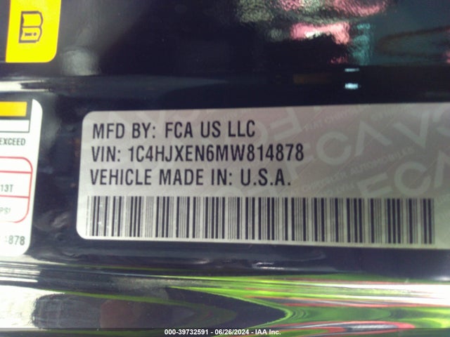 1C4HJXEN6MW814878 Jeep Wrangler Unlimited Sahara Altitude 4x4