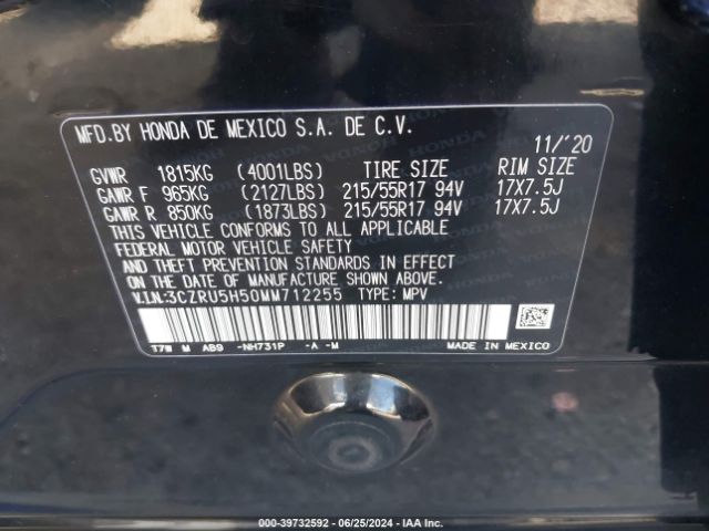 3CZRU5H50MM712255 Honda Hr-v 2wd Ex