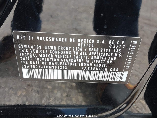 3VW2B7AJ1HM361293 Volkswagen Jetta 1.4t S
