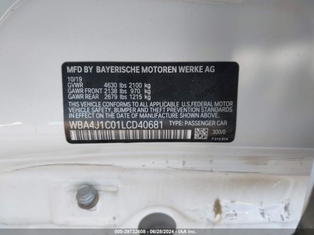 WBA4J1C01LCD40681 BMW 430i Gran Coupe