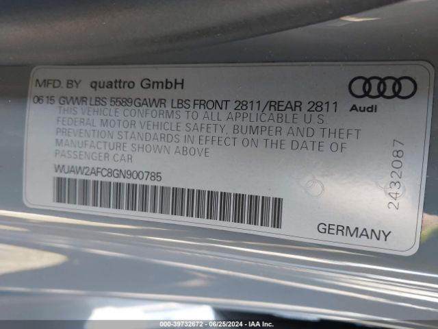 WUAW2AFC8GN900785 Audi Rs 7 4.0t Prestige