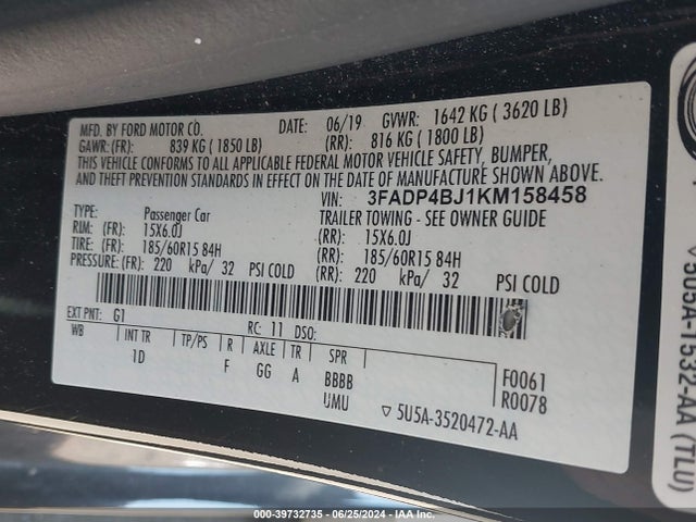 Ford FIESTA SE 2019 3FADP4BJ1KM158458 Image 9